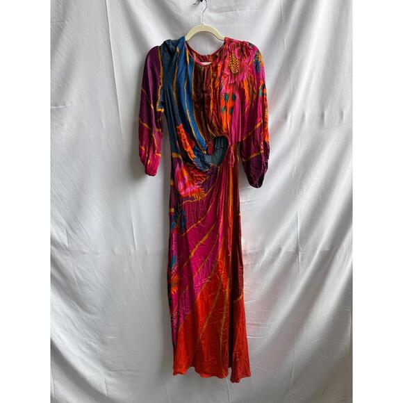 FARM Rio Vintage Wave Midi Dress Size S Pink With Fabric pull - Picture 4 of 14